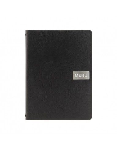 Protège-menu en cuir recyclé brut Securit Gamme Leather A4 noir