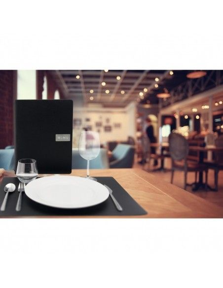 Protège-menu en cuir recyclé brut Securit Gamme Leather A4 noir