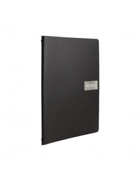 Protège-menu en cuir recyclé brut Securit Gamme Leather A4 noir