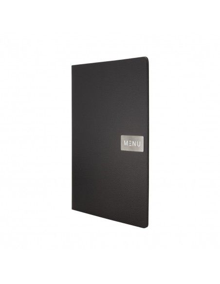 Protège-menu en cuir recyclé brut Securit Gamme Leather A4 noir