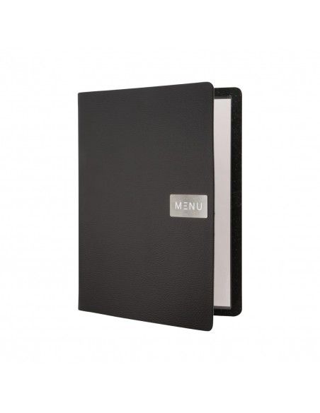 Protège-menu en cuir recyclé brut Securit Gamme Leather A4 noir
