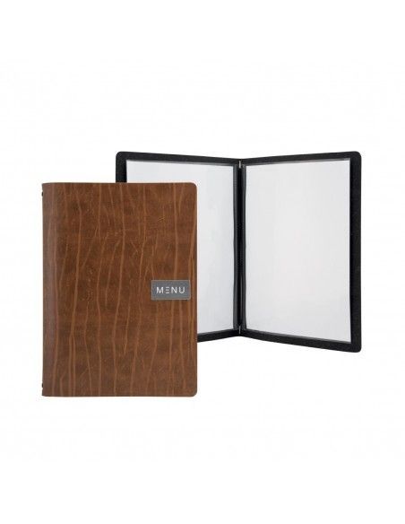 Protège-menu en cuir recyclé Securit Gamme Leather A4 marron