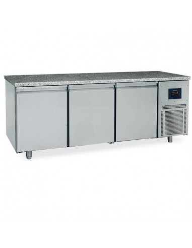 Table réfrigérée pâtisserie 3 portes 600x400 mm, plan en granite, -2°/+8°C - WiFi