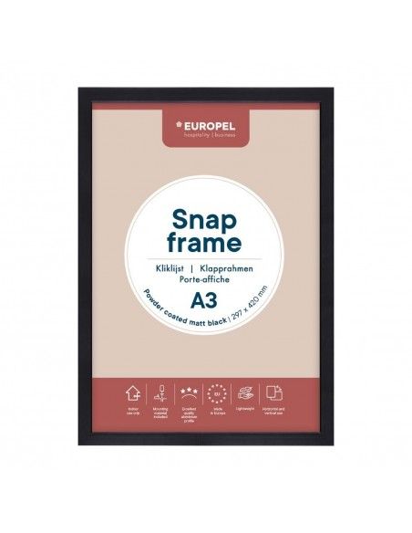 Cadre clipsable Europel A3 25mm noir mat