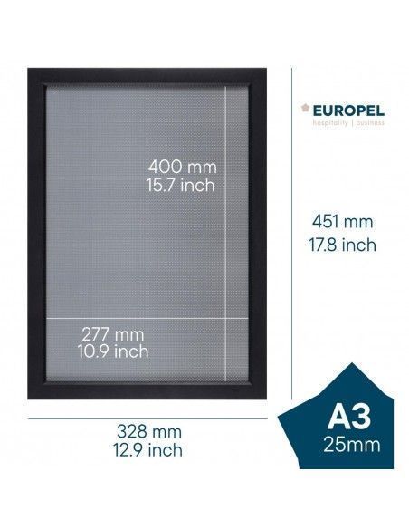 Cadre clipsable Europel A3 25mm noir mat