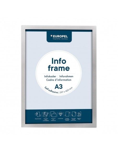 Cadres d'affichage autocollants Europel A3 argent (lot de 2)