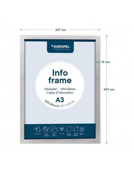 Cadres d'affichage autocollants Europel A3 argent (lot de 2)