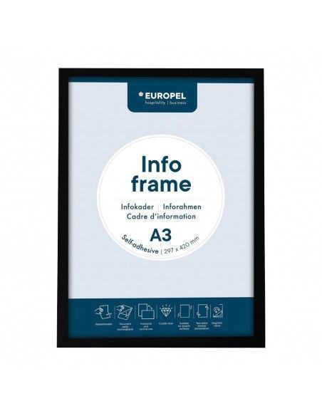 Cadres d'affichage autocollants Europel A3 noirs (lot de 2)