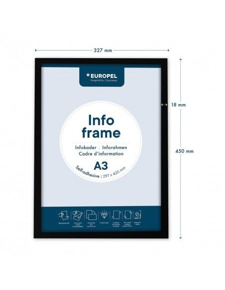 Cadres d'affichage autocollants Europel A3 noirs (lot de 2)