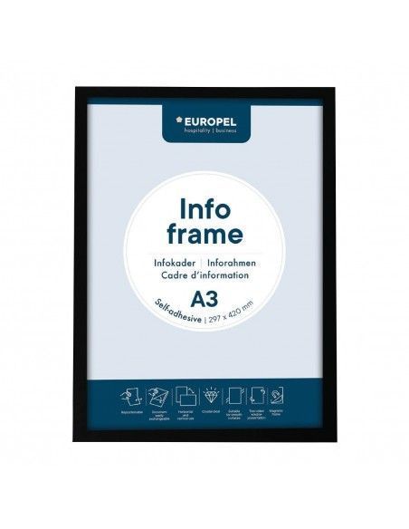 Cadres d'affichage autocollants Europel A3 noirs (lot de 2)