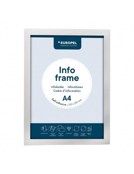 Cadres d'affichage autocollants Europel A4 argent (lot de 2)