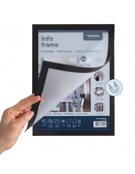 Cadres d'affichage autocollants Europel A4 argent (lot de 2)