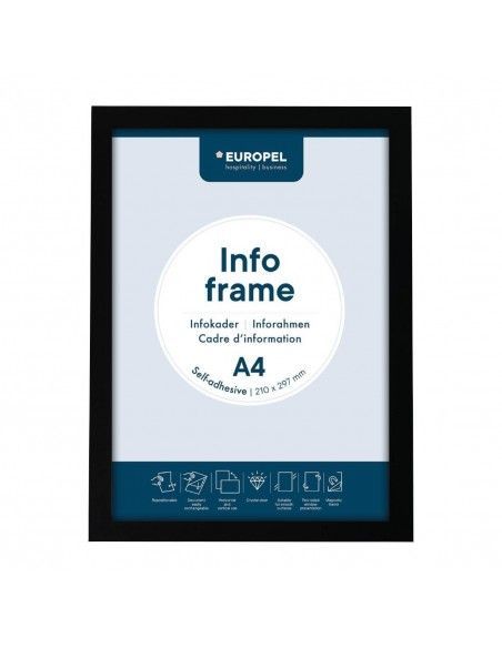 Cadres d'affichage autocollants Europel A4 noirs (lot de 2)