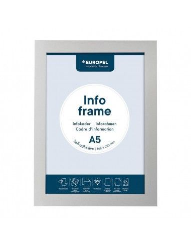 Cadres d'affichage autocollants Europel A5 argent (lot de 2)