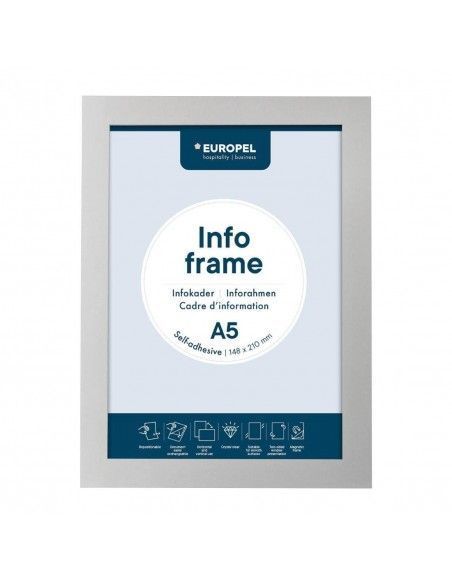 Cadres d'affichage autocollants Europel A5 argent (lot de 2)