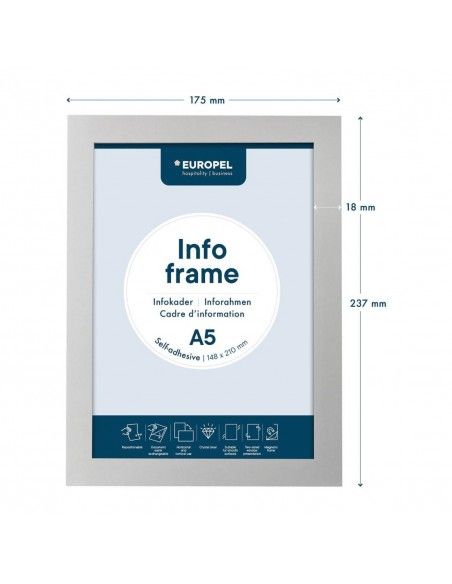 Cadres d'affichage autocollants Europel A5 argent (lot de 2)