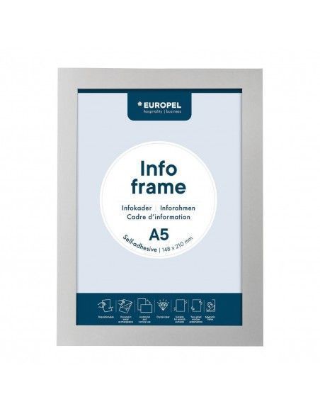 Cadres d'affichage autocollants Europel A5 argent (lot de 2)