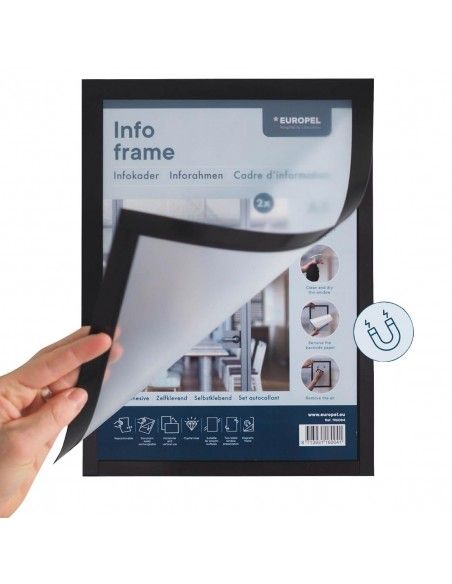 Cadres d'affichage autocollants Europel A5 noirs (lot de 2)