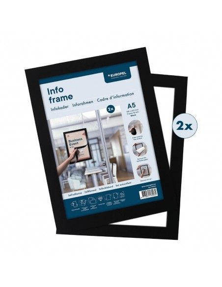 Cadres d'affichage autocollants Europel A5 noirs (lot de 2)