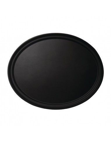 Plateau ovale fibre de verre antidérapant Camtread Cambro noir 600 x 730mm