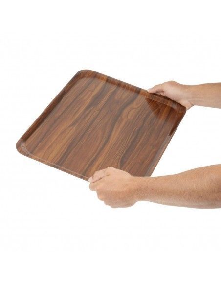 Plateaux stratifiés lisses Capri Cambro noyer 460 mm (lot de 24)