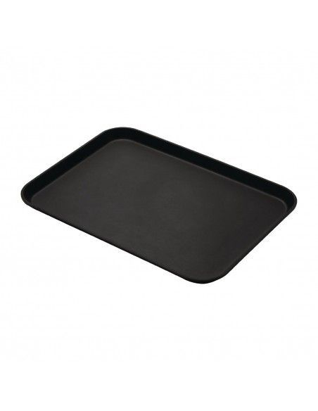 Plateau de service rectangulaire fibre de verre antidérapant Camtread Cambro noir 450x650mm (Lot de 6)
