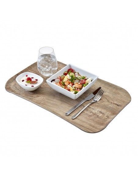 Plateau rectangulaire polyester aspect bois Cambro Century 32x53cm olivier clair