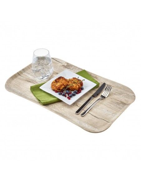 Plateau rectangulaire polyester aspect bois Cambro Century 37x53cm chêne clair