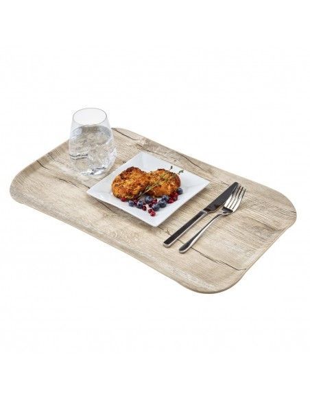 Plateau rectangulaire polyester aspect bois Cambro Century 37x53cm chêne clair