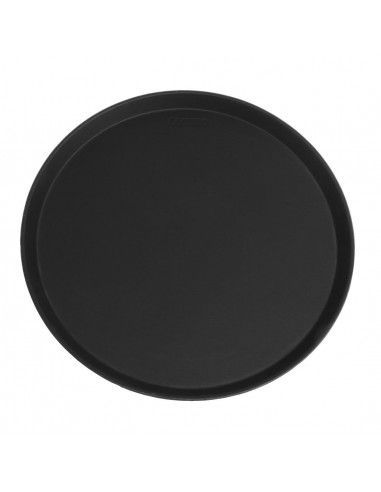 Plateau de service rond fibre de verre antidérapant Camtread Cambro noir 40,5 cm