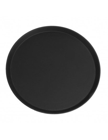 Plateau de service rond fibre de verre antidérapant Camtread Cambro noir 40,5 cm