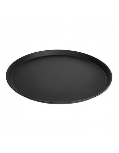 Plateau de service rond fibre de verre antidérapant Camtread Cambro noir 40,5 cm