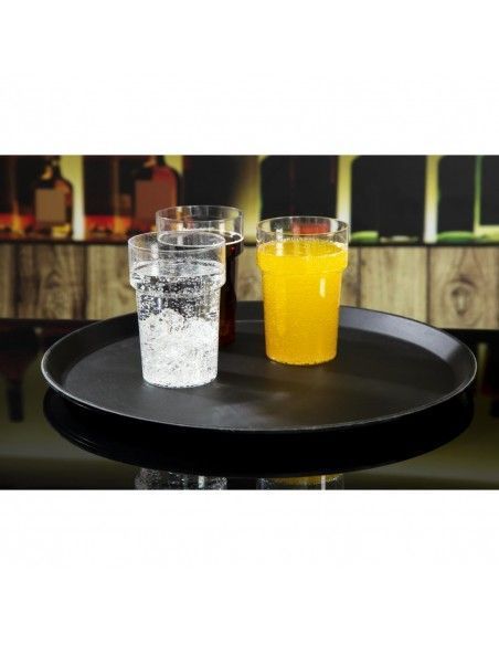Plateau de service rond fibre de verre antidérapant Camtread Cambro noir 40,5 cm
