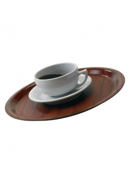 Plateau rond stratifié Mykonos Cambro noyer 38 cm