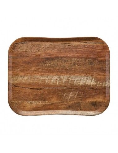 Plateau polyester Century aspect naturel bois Cambro chêne brun 360 x 460mm