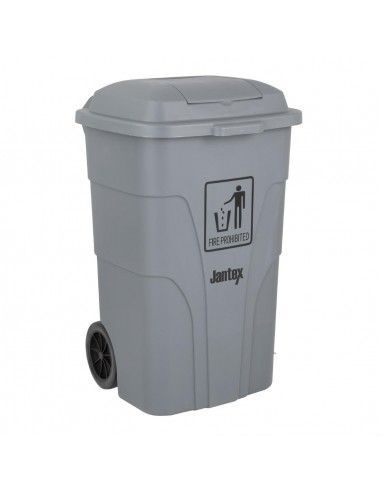 Poubelle à roulettes  avec pédale Jantex 120L grise
