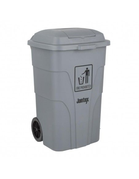 Poubelle à roulettes  avec pédale Jantex 120L grise