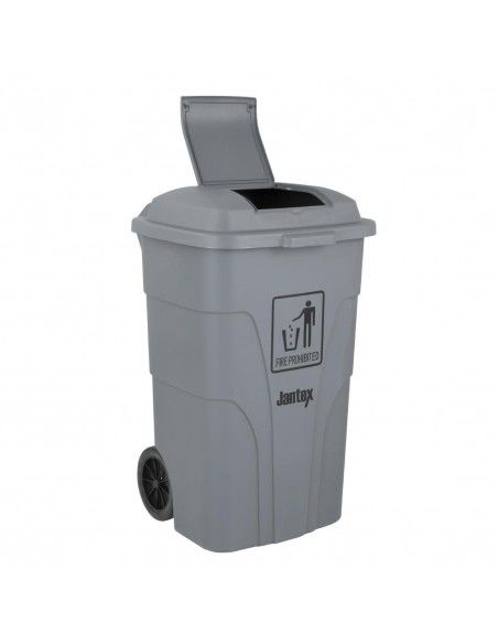 Poubelle à roulettes  avec pédale Jantex 120L grise