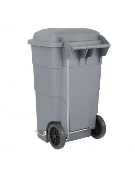 Poubelle à roulettes  avec pédale Jantex 120L grise