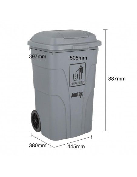 Poubelle à roulettes  avec pédale Jantex 120L grise