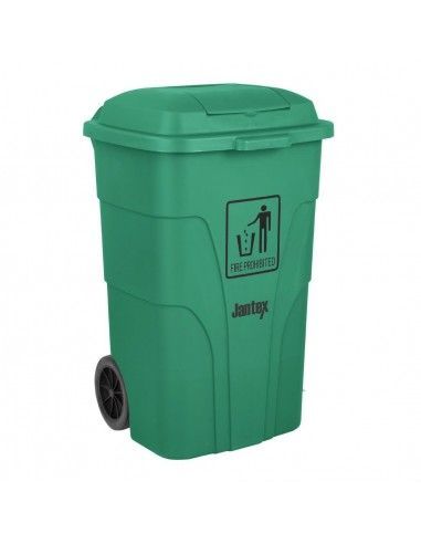 Poubelle à roulettes  avec pédale Jantex 120L verte