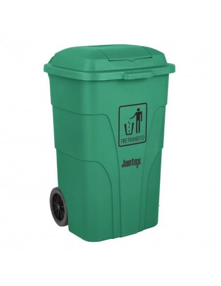 Poubelle à roulettes  avec pédale Jantex 120L verte