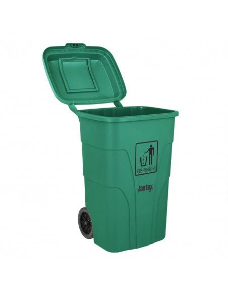 Poubelle à roulettes  avec pédale Jantex 120L verte