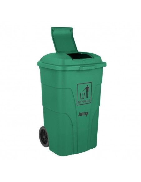 Poubelle à roulettes  avec pédale Jantex 120L verte