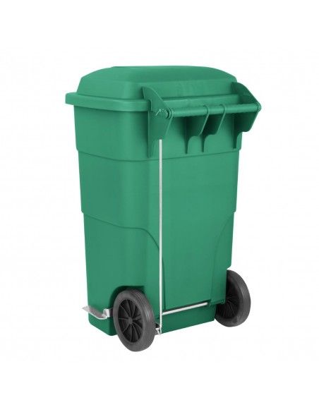 Poubelle à roulettes  avec pédale Jantex 120L verte