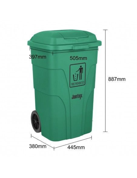 Poubelle à roulettes  avec pédale Jantex 120L verte