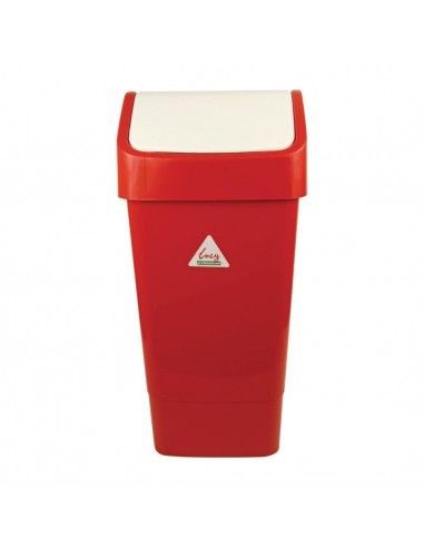 Poubelle polypropylène à couvercle battant SYR rouge 50L