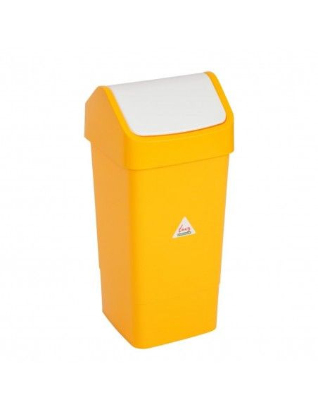Poubelle polypropylène à couvercle battant SYR jaune 50L