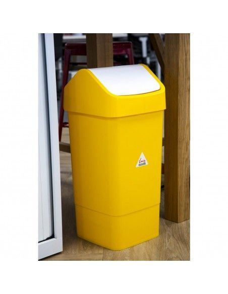 Poubelle polypropylène à couvercle battant SYR jaune 50L