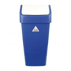 Poubelle polypropylène à couvercle battant SYR bleue 50L